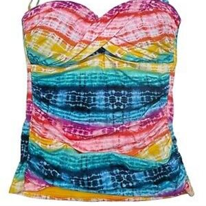 BLEU Twist Front Rod Beattie Bandeau Tankini Swimsuit Top -8 bottom-10
